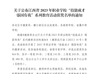 喜报 | 我院在江西省2023年职业学校“技能成才 强国有我”系列教育活动中喜获佳绩